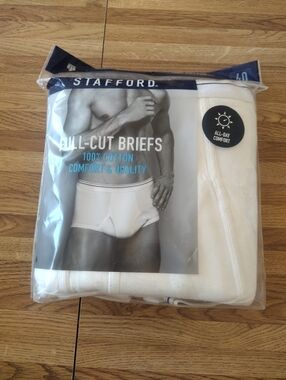 Men's Stafford White Full-Cut 100% Cotton Briefs - 6 Pack